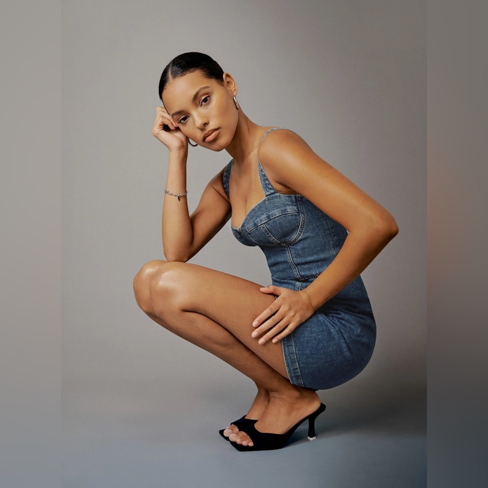 Worn Once Reformation Bustier Denim Mini Dress